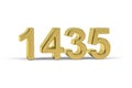 Golden 3d number 1435 - Year 1435 isolated on white background Royalty Free Stock Photo