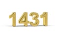Golden 3d number 1431 - Year 1431 isolated on white background Royalty Free Stock Photo