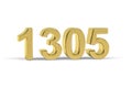Golden 3d number 1305 - Year 1305 isolated on white background Royalty Free Stock Photo
