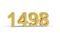 Golden 3d number 1498 - Year 1498 isolated on white background Royalty Free Stock Photo
