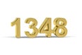 Golden 3d number 1348 - Year 1348 isolated on white background Royalty Free Stock Photo