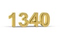 Golden 3d number 1340 - Year 1340 isolated on white background Royalty Free Stock Photo