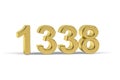Golden 3d number 1338 - Year 1338 isolated on white background Royalty Free Stock Photo
