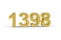 Golden 3d number 1398 - Year 1398 isolated on white background Royalty Free Stock Photo