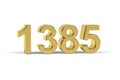 Golden 3d number 1385 - Year 1385 isolated on white background Royalty Free Stock Photo