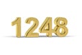 Golden 3d number 1248 - Year 1248 isolated on white background Royalty Free Stock Photo