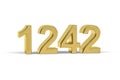 Golden 3d number 1242 - Year 1242 isolated on white background Royalty Free Stock Photo