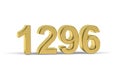 Golden 3d number 1296 - Year 1296 isolated on white background Royalty Free Stock Photo