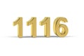 Golden 3d number 1116 - Year 1116 isolated on white background Royalty Free Stock Photo