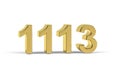 Golden 3d number 1113 - Year 1113 isolated on white background Royalty Free Stock Photo