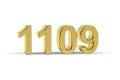 Golden 3d number 1109 - Year 1109 isolated on white background Royalty Free Stock Photo