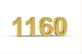 Golden 3d number 1160 - Year 1160 isolated on white background Royalty Free Stock Photo