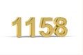 Golden 3d number 1158 - Year 1158 isolated on white background Royalty Free Stock Photo