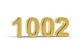 Golden 3d number 1002 - Year 1002 isolated on white background Royalty Free Stock Photo