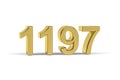 Golden 3d number 1197 - Year 1197 isolated on white background Royalty Free Stock Photo