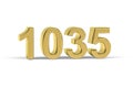 Golden 3d number 1035 - Year 1035 isolated on white background Royalty Free Stock Photo