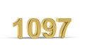 Golden 3d number 1097 - Year 1097 isolated on white background Royalty Free Stock Photo