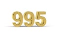 Golden 3d number 995 - Year 995 isolated on white background Royalty Free Stock Photo