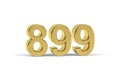 Golden 3d number 899 - Year 899 isolated on white background Royalty Free Stock Photo