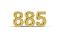 Golden 3d number 885 - Year 885 isolated on white background Royalty Free Stock Photo