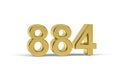Golden 3d number 884 - Year 884 isolated on white background Royalty Free Stock Photo