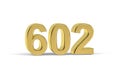 Golden 3d number 602 - Year 602 isolated on white background Royalty Free Stock Photo