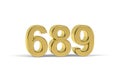 Golden 3d number 689 - Year 689 isolated on white background Royalty Free Stock Photo
