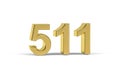 Golden 3d number 511 - Year 511 isolated on white background Royalty Free Stock Photo