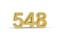 Golden 3d number 548 - Year 548 isolated on white background Royalty Free Stock Photo