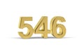 Golden 3d number 546 - Year 546 isolated on white background Royalty Free Stock Photo