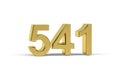 Golden 3d number 541 - Year 541 isolated on white background Royalty Free Stock Photo
