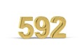 Golden 3d number 592 - Year 592 isolated on white background Royalty Free Stock Photo