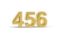 Golden 3d number 456 - Year 456 isolated on white background Royalty Free Stock Photo