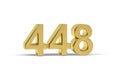Golden 3d number 448 - Year 448 isolated on white background Royalty Free Stock Photo