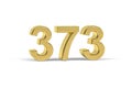 Golden 3d number 373 - Year 373 isolated on white background Royalty Free Stock Photo