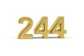 Golden 3d number 244 - Year 244 isolated on white background Royalty Free Stock Photo