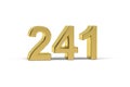 Golden 3d number 241 - Year 241 isolated on white background Royalty Free Stock Photo