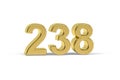 Golden 3d number 238 - Year 238 isolated on white background Royalty Free Stock Photo