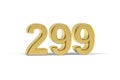 Golden 3d number 299 - Year 299 isolated on white background Royalty Free Stock Photo