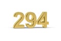 Golden 3d number 294 - Year 294 isolated on white background Royalty Free Stock Photo