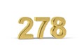 Golden 3d number 278 - Year 278 isolated on white background Royalty Free Stock Photo