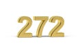 Golden 3d number 272 - Year 272 isolated on white background Royalty Free Stock Photo