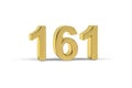 Golden 3d number 161 - Year 161 isolated on white background Royalty Free Stock Photo