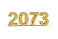 Golden 3d number 2073 - Year 2073 isolated on white background Royalty Free Stock Photo