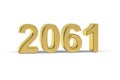 Golden 3d number 2061 - Year 2061 isolated on white background Royalty Free Stock Photo