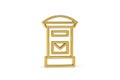 Golden 3d post box icon isolated on white background Royalty Free Stock Photo