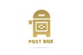 Golden 3d post box icon isolated on white background Royalty Free Stock Photo