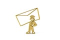 Golden 3d postman icon isolated on white background Royalty Free Stock Photo