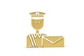 Golden 3d postman icon isolated on white background Royalty Free Stock Photo