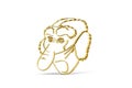 Golden 3d proboscis monkey icon isolated on white background Royalty Free Stock Photo